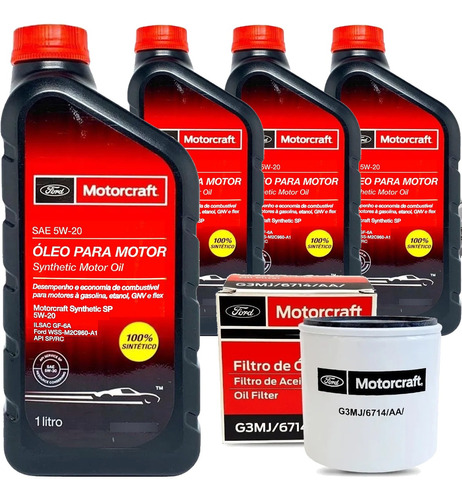 Kit Motorcraft 5w20 Filtro Ford Novo Ka 1.0 3 Cilindros 1.5