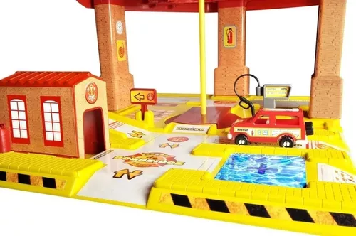 Pista Playset Infantil Posto Corpo de Bombeiros Carrinho e Helicóptero  Brinquedo Map Toys - Camilo's Variedades