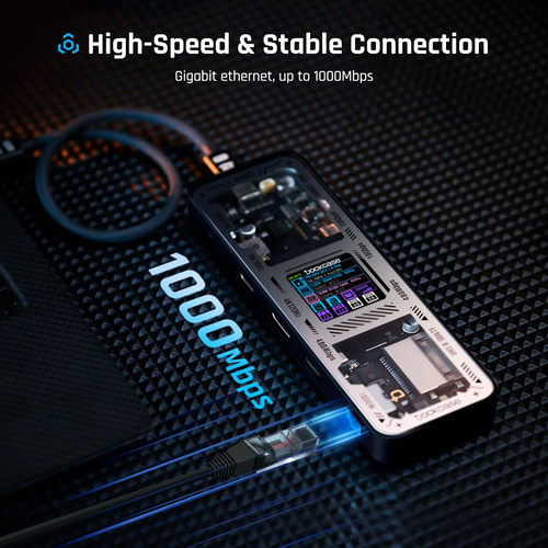 Hub Usb C Dockcase 10 En 1 8k@30hz 10gbps 100w Carga Clear