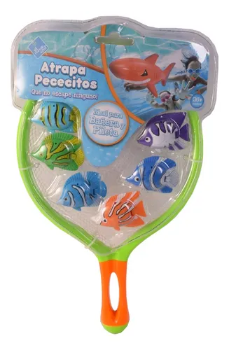 Juego Para Pileta De Atrapar Peces Con Red Mas 6 Peces Pesca