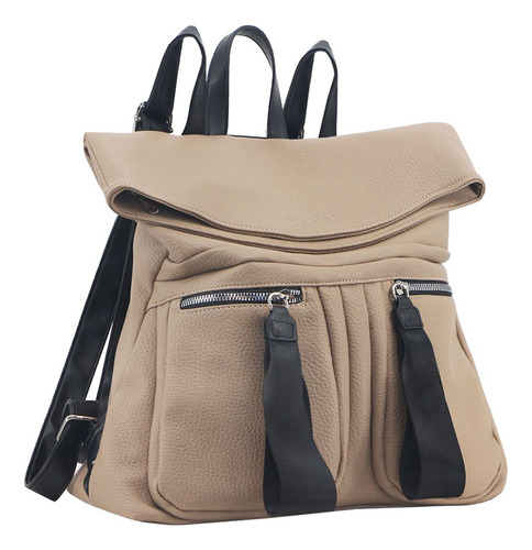 Mochila Urbana Amayra 67c2673 Color Camel C26732 Diseño Liso