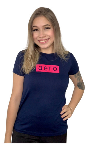 Blusa Camiseta Azul Aéropostale Logo Aveludado