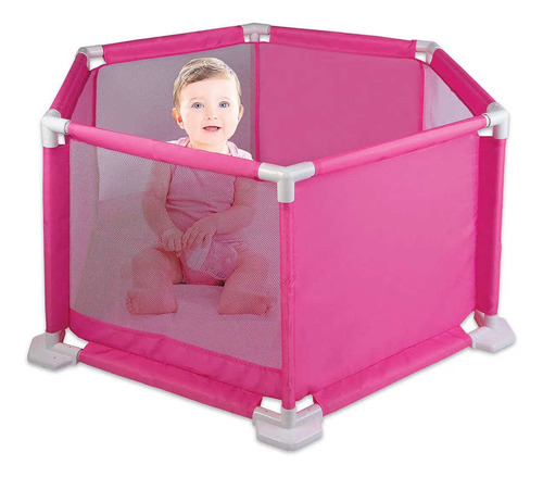 Imagem 1 de 2 de Cercado Para Bebê Proteção Conforto Segurança Braskit Rosa