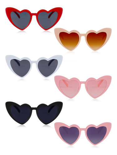 Paquete De 6 Lentes De Sol En Forma De Corazón For Niños
