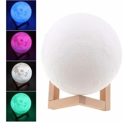 Imagen 6 de 8 de Lampara Luna 3d 15cm Control Remoto , 16 Colores, Efectos