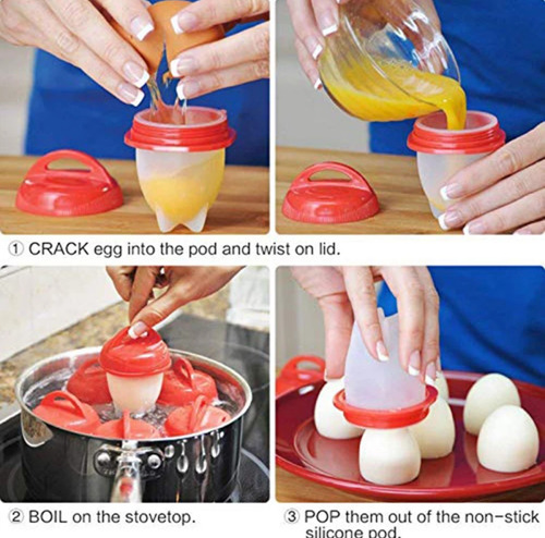 Imagem 6 de 6 de Kit 6 Ovos Silicone Forma Cozinhar Ovos Fit Água Silicone