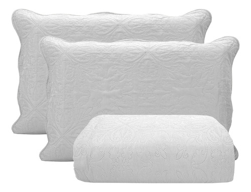 Colcha Bouti Queen Cobre Leito Dupla Face Ultra 03 Pçs Siena Cor Branco - Bouti 03 Peças - Dupla Face - Cobre Leito Matelado Floral