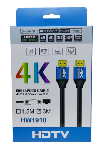 Cable Hdmi 4k Hdtv 3m 