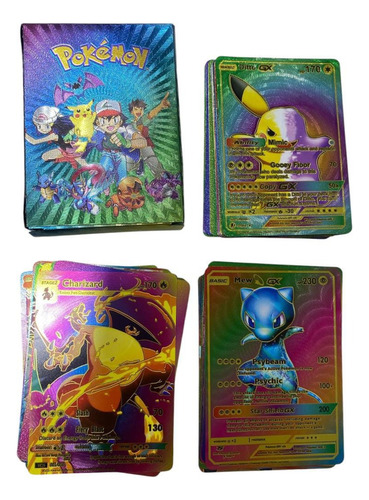 Mazo Carta Pokémon Coleccionable Hologramado 55 Pcs Metálico Multicolor Inglés