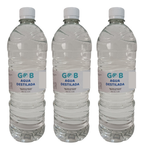 Agua Destilada - Desmineralizada - Gob - 1 Litro (3 Pack)