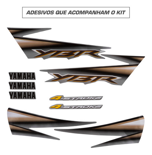 Kit Adesivos E Faixas Completo Ybr 125 Cor Prata Ano 2005