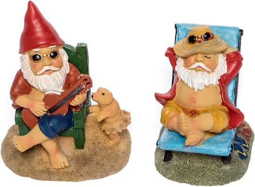 Patio Eden  Garden Gnomes  Mini Playa Gnomes  Conjunto De 2