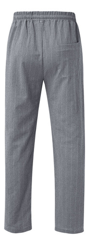 Pantalones Casuales Linoalgodón A Rayas Para Hombre Cordón