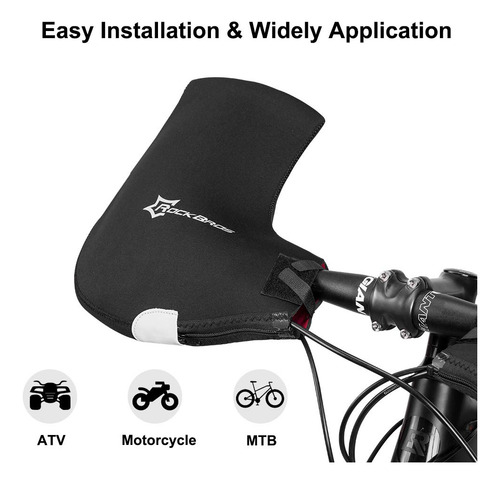 Manoplas De Manillar Rockbros Para Clima Frío Mtb Negro