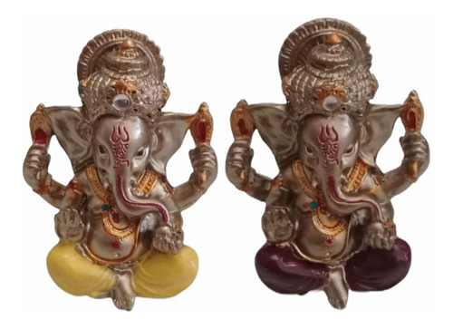 Ganesha Da Sorte Em Resina Enfeite Decoração - 2 Unidades