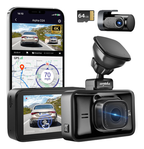 Dash Cam Delantera Trasera Tarjeta Gratuita Gb Wifi Control