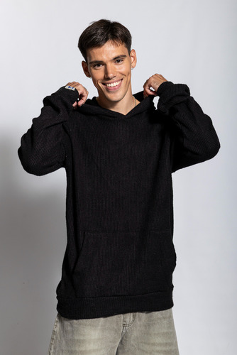 Buzo Hoodie Tejido Oversize Hombre Canguro Capucha Shaffe