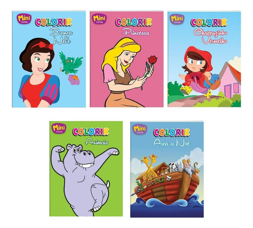 Kit Mini Livros De História Colorir Fábulas Clássico C/ 05un