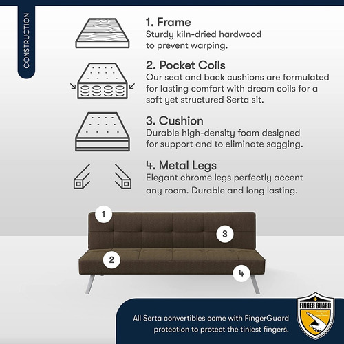 Sofa Convertible A Futon Color Java Marca Serta