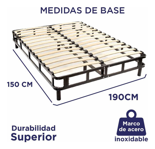 Base De Cama Hokins Hogar Queen 150x190 Cm Metálica Color Azul