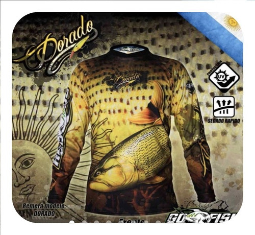 Remera Go Fish Motivo Dorado Proteccion Uv +50 Secado Rapido