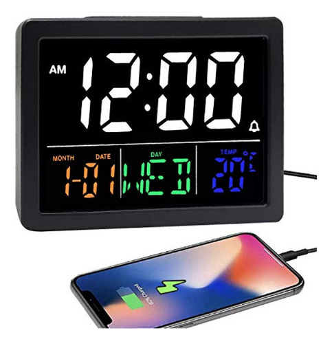 Reloj Despertador  Digital, Con Pantalla De Tiempo Led Grand