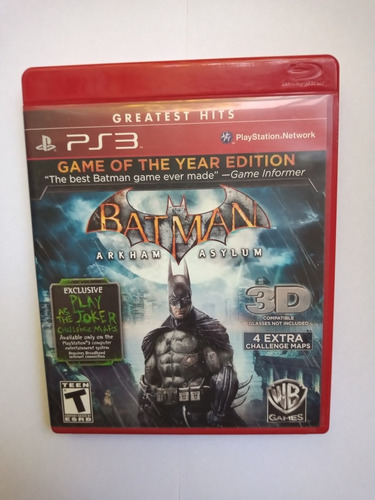 Juego Ps3 Batman Arkham Asylum- Edición Game Of The Year 