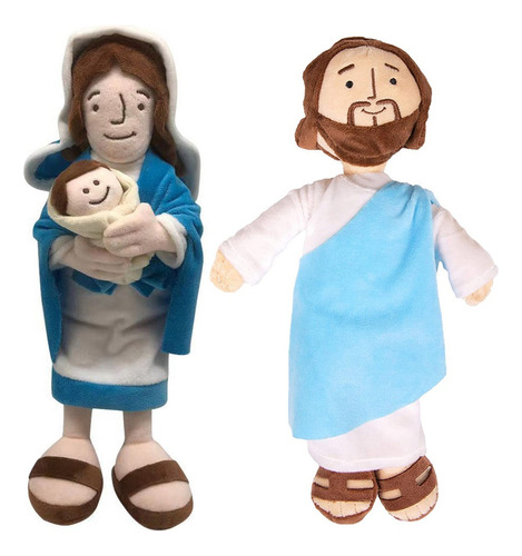 2pcs Jesus Virgin Mary Peluche Muñeca Juguete Navidad Regalo