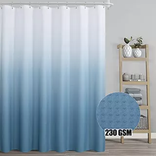 Denim Blue Bathroom Shower Curtain Set With Hooks,230gsm Waf