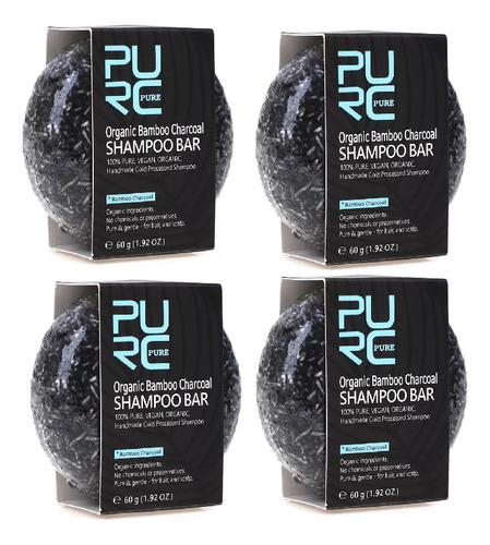 4x Purc Pure Hair Shampoo Orgânico Escurece Cabelo Grisalho