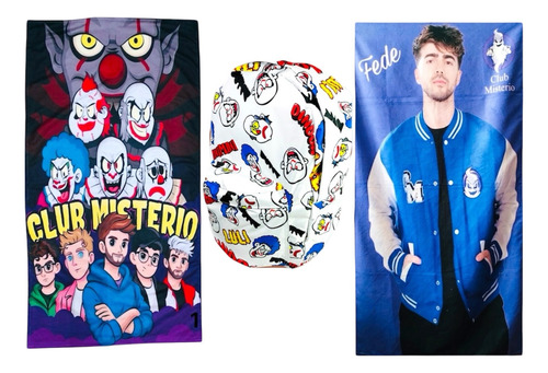 Kit Mochila, Toalla Y Cobija Club Misterio Blanco Estampado