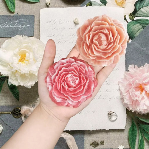 2 Pcs Moldes De Silicona Para Hacer Velas De Flores Peonías
