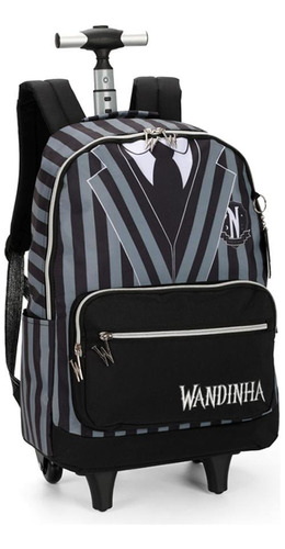 Mochila De Rodinhas Wandinha Uniforme Preto - Luxcel