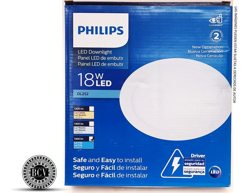 Panel Led Redondo De 18w Empotrar 6500k Philips Dl252