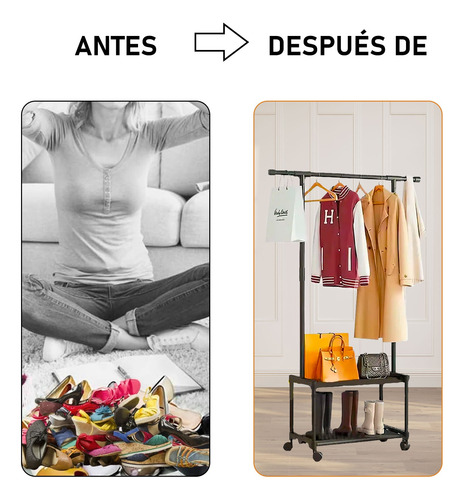 Percha Metálica Multifuncional Estantería De Almacenamiento Negro