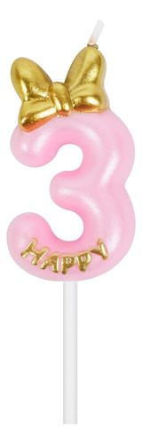 Uvtqssp Vela Rosa Numero Cumpleaño Para Niña Feliz Pastel 3