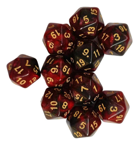 Jja 3 Juego De Dados De 10 Uds. De Colores Dobles D20, Rojo