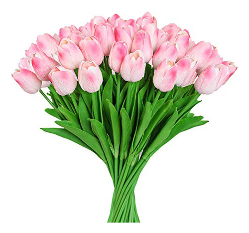 Hawesome 30pcs Tulipanes De Látex Artificiales Flores Tallos