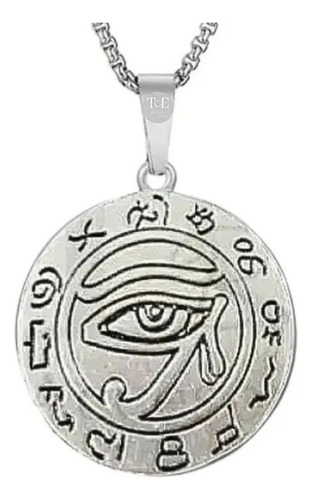 Dije Medalla Ojo De Horus + Cadena Importado Único Joyería 