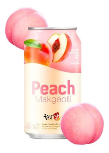 Makgeolli Icing Peach Bebida Coreana Durazno 350ml -2 Latas