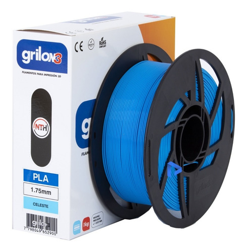 Imagen 10 de 10 de Filamento 3D PLA Grilon3 de 1.75mm y 1kg celeste