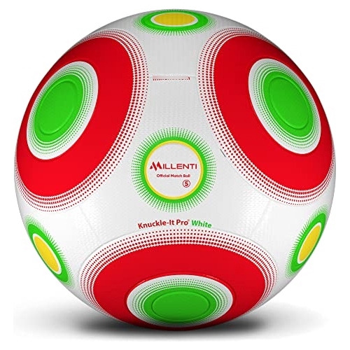 Millenti Knuckle-it Pro Soccer Ball - Tamaño 5 White Red Soc