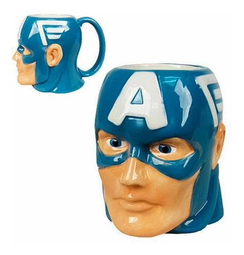 Taza Mug Capitan America 3d Marvel Vengadores Superheroes