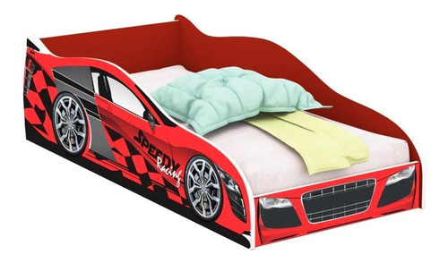 Cama Carro Solteiro Speedy Racing 188x88 Cm - Vermelho