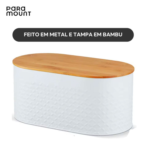 Porta Pão De Metal Panetone Pão Forma Bolo Tampa Bambu Bco