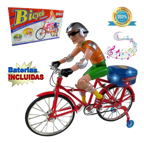 Bicicleta De Juguete Miniatura Ciclista Con Batería Luces 