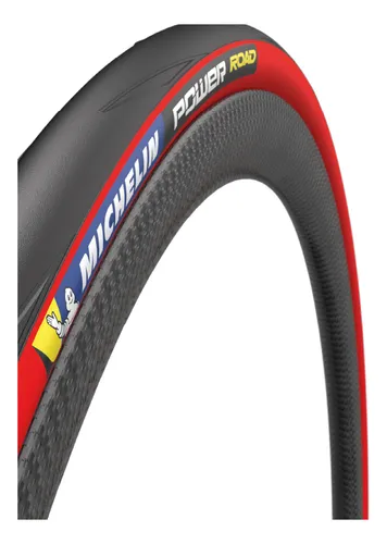 Llanta Michelin 700x25c Power Road Plegable Roja Ruta Color Rojo