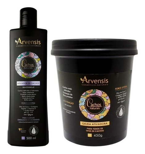 Kit Arvensis Cachos Ondulado Ativador 500ml Geleia Alta 450g