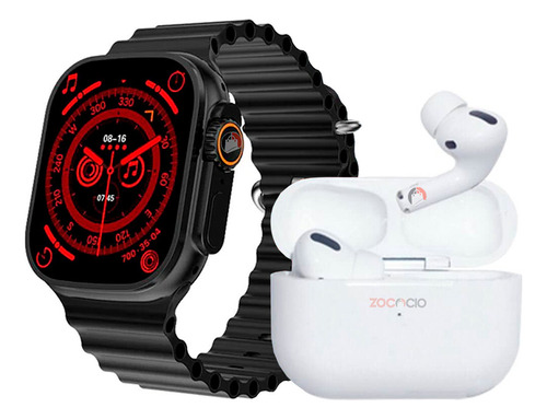 Reloj Smartwatch I20 Ultra2 Max Suit (10 En 1) Más Audífonos Caja Blanco Malla Variedad Para Hombre Bisel Negro