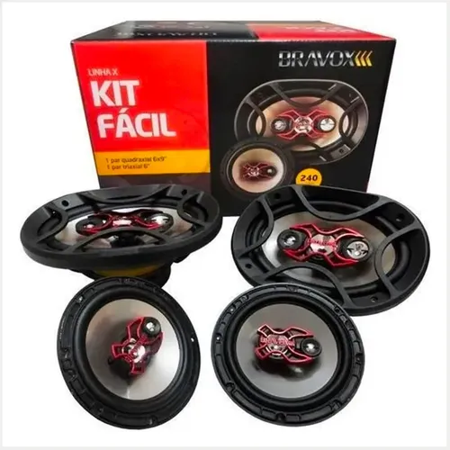 Alto Falante Bravox Kit Fácil 6 + Triaxial Quadriaxial 6x9 - foto 1